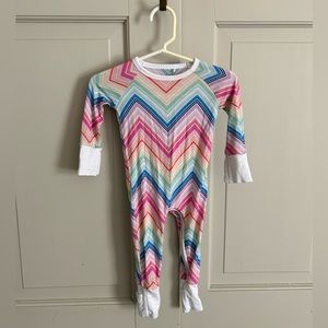 Little Sleepies 0-3 month rainbow chevron zip pajama